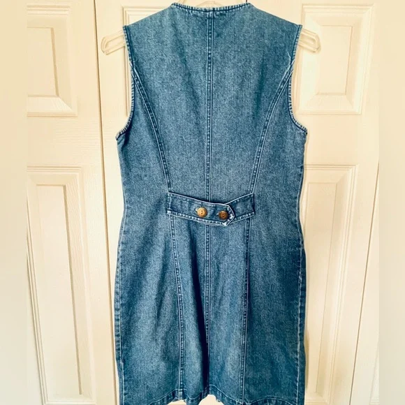 80s Mini Zip Up Denim Dress 4P - Picture 5 of 15